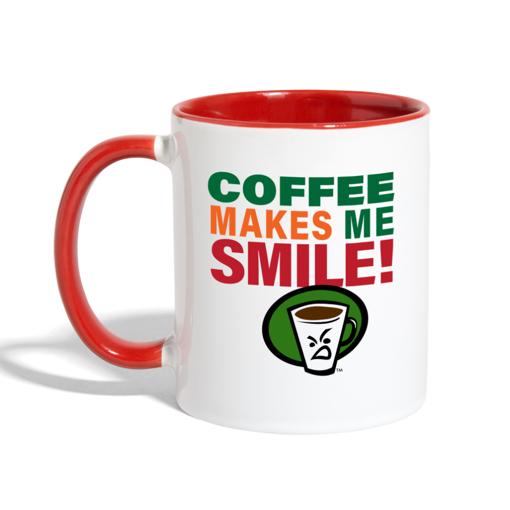 COFFEE MAKES ME SMILE MUG - white/red