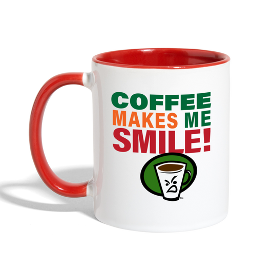 COFFEE MAKES ME SMILE MUG - white/red